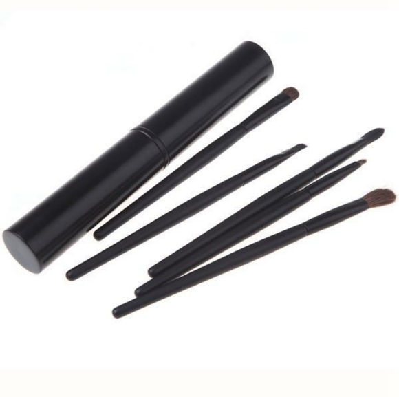5 Piece Makeup Brush Set With Metal Tube Holder - Picture 1 of 1